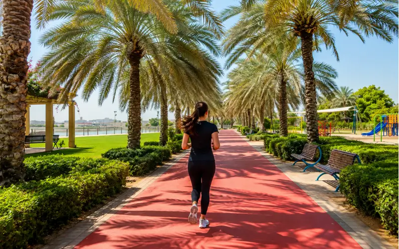 walking and joging track in Al Nahda Pond Park